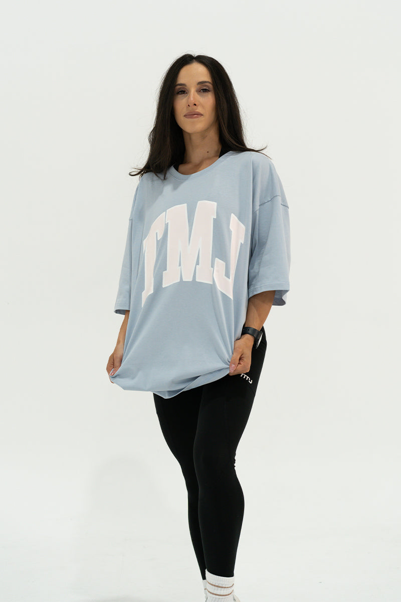 TMJ Apparel - Oversized Warm - Up Tee - Blue/Pink - S/M