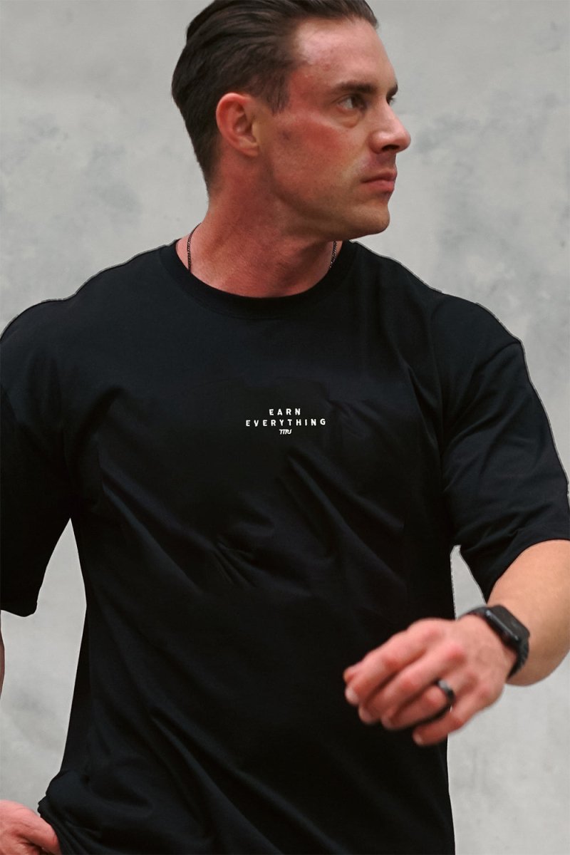 TMJ Apparel - Earn Everything Oversized Tee - Black - S/M