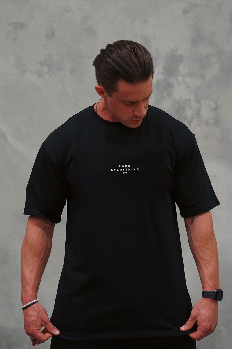 TMJ Apparel - Earn Everything Oversized Tee - Black - S/M