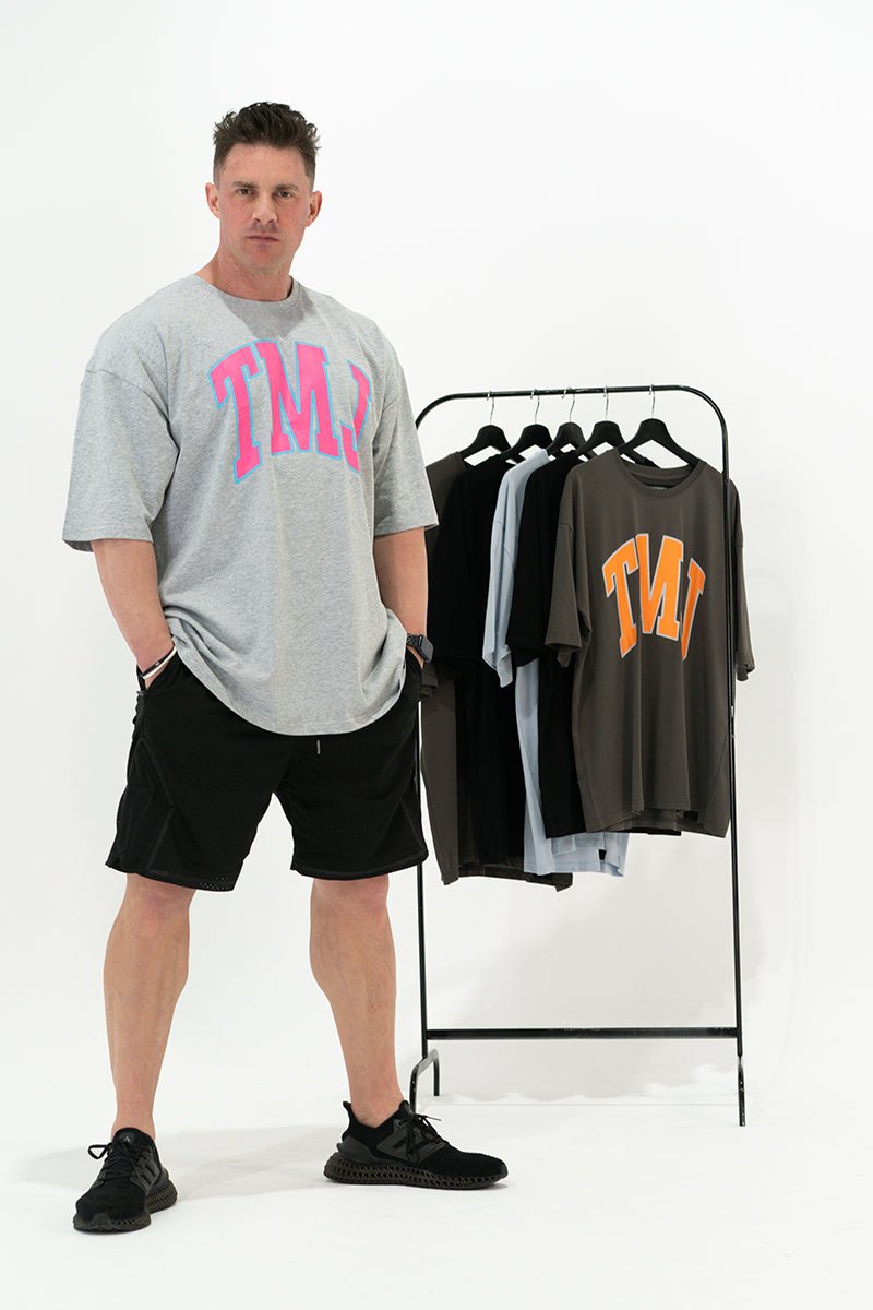 TMJ Apparel - Oversized Warm - Up Tee - Grey/Pink - S/M