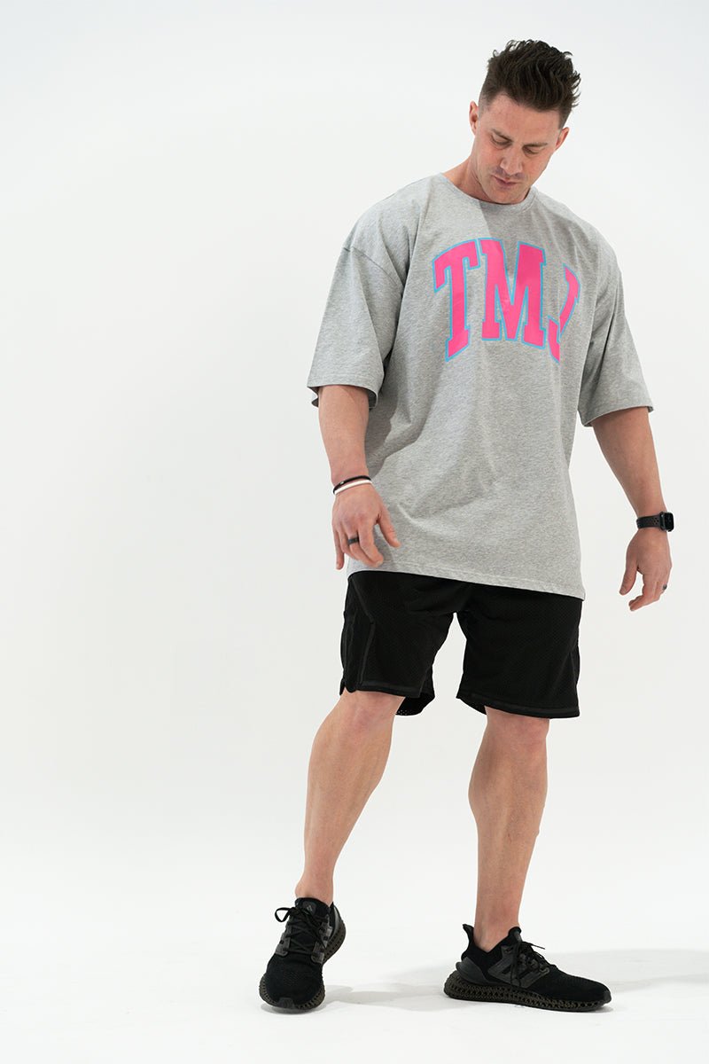 TMJ Apparel - Oversized Warm - Up Tee - Grey/Pink - S/M