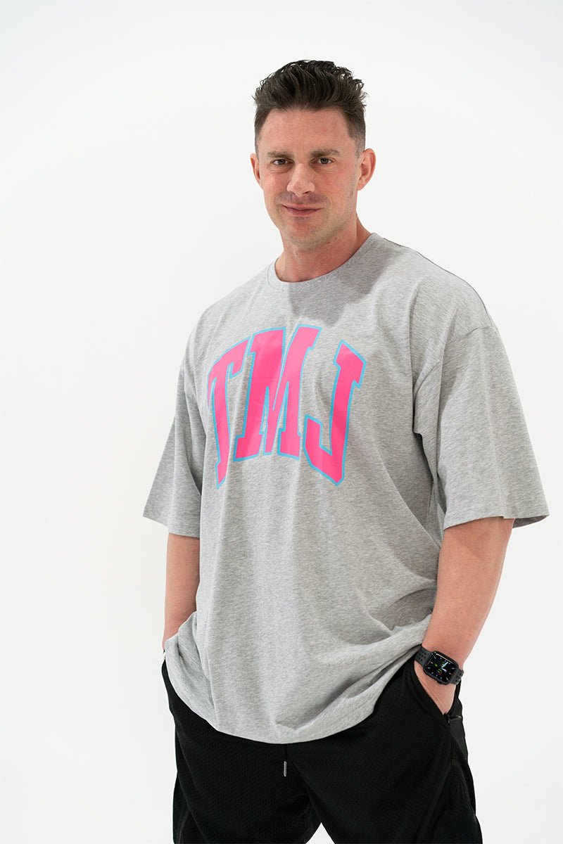 TMJ Apparel - Oversized Warm - Up Tee - Grey/Pink - S/M