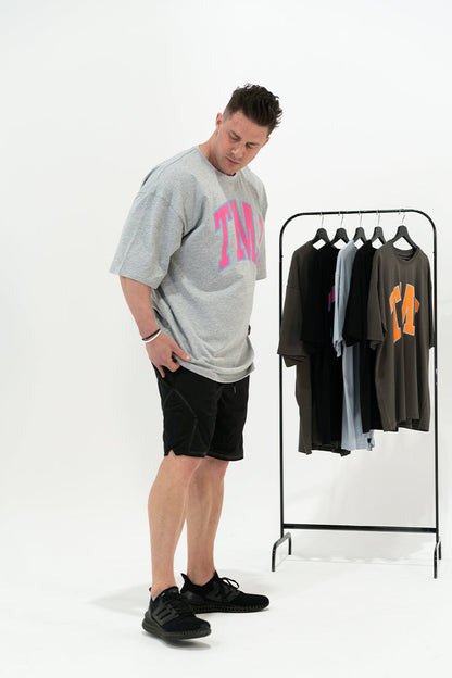 TMJ Apparel - Oversized Warm - Up Tee - Grey/Pink - S/M