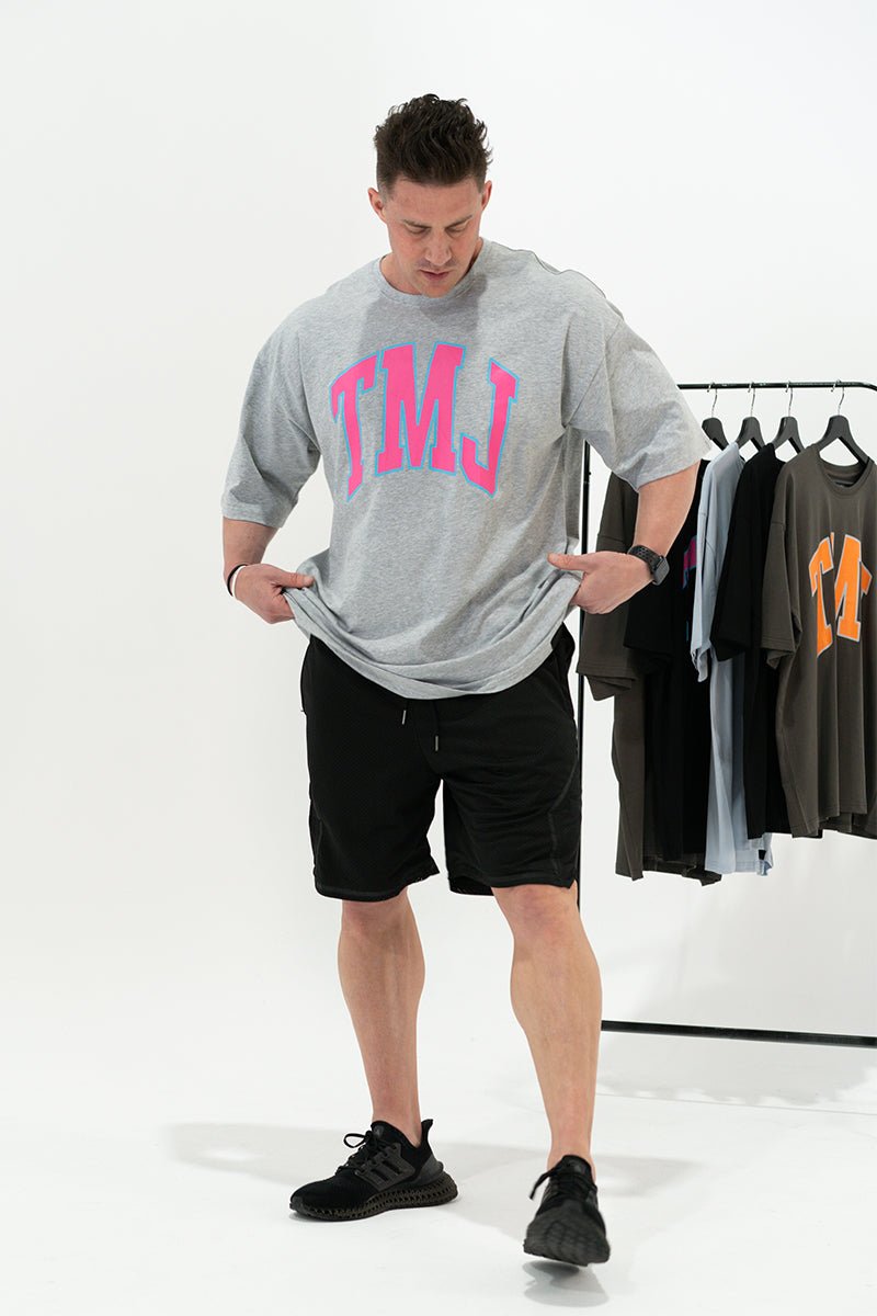 TMJ Apparel - Oversized Warm - Up Tee - Grey/Pink - S/M