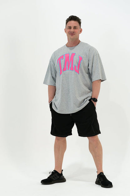 TMJ Apparel - Oversized Warm - Up Tee - Grey/Pink - S/M