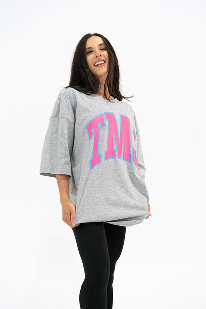 TMJ Apparel - Oversized Warm - Up Tee - Grey/Pink - S/M