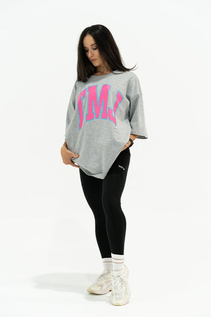 TMJ Apparel - Oversized Warm - Up Tee - Grey/Pink - S/M