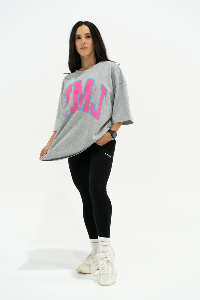 TMJ Apparel - Oversized Warm - Up Tee - Blue/Pink - S/M