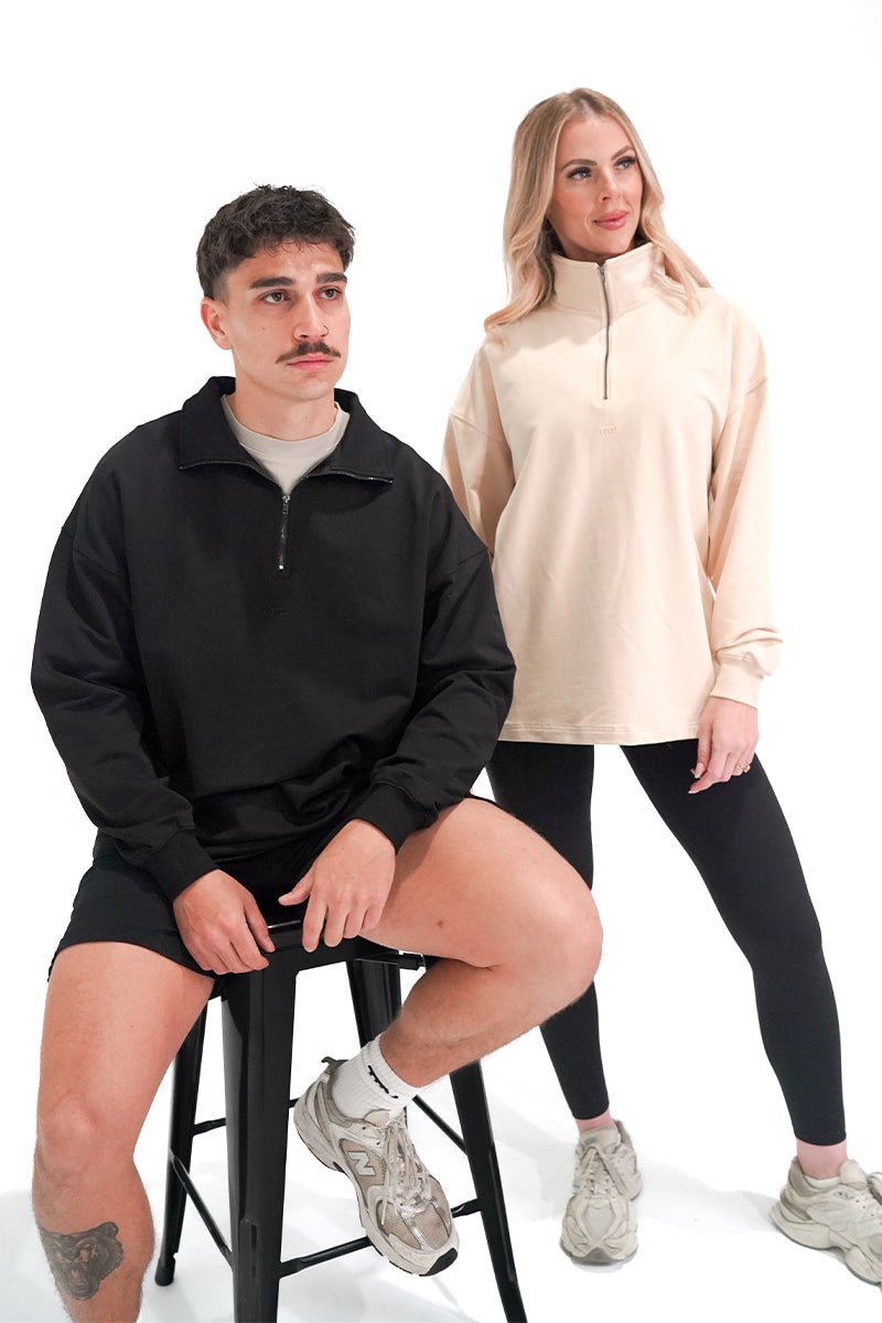 TMJ Apparel - Origin Quarter Zip Jumper - Black - XS